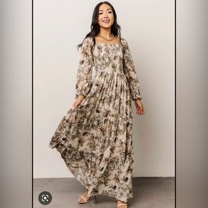 Baltic Born Angelica Smocked Dress in Olive Floral XS